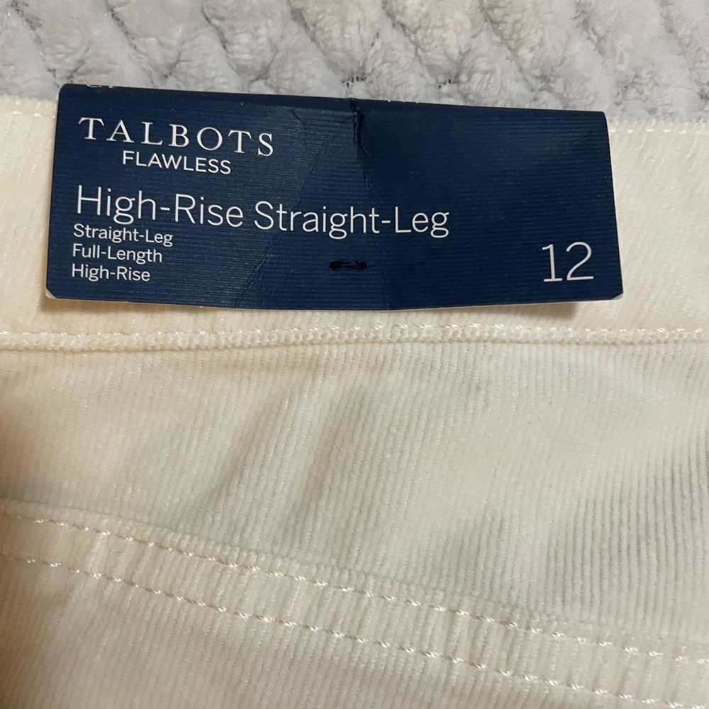 Talbots Women's Straight Leg Cream corduroy jeans - Picture 5 of 6